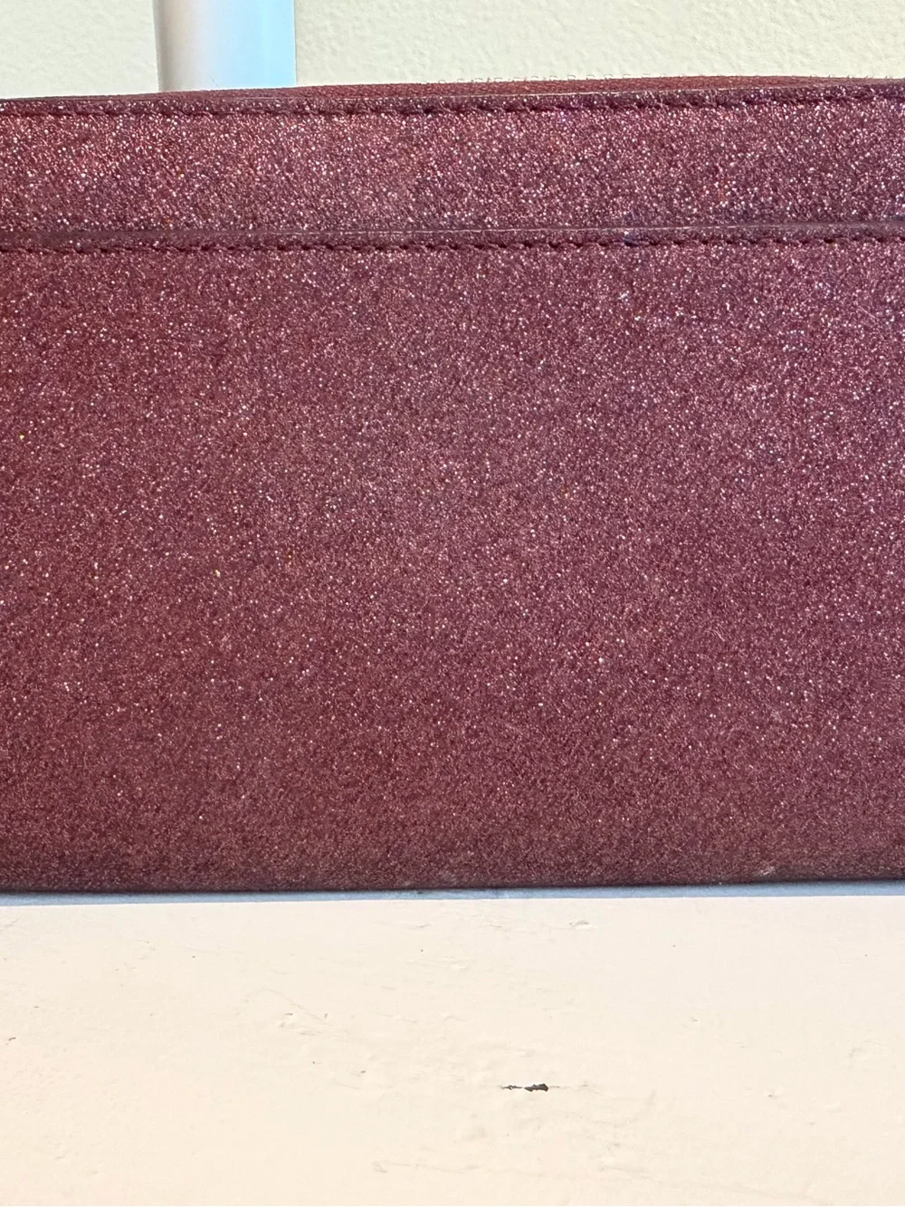 Kate Spade New York Glitter Zip Around Continental Wallet Burgundy Plum Gold